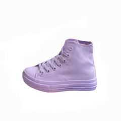 Canvas High Ankle Lace Up Sneakers - Purple / 4