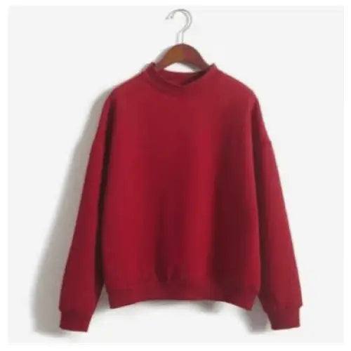 Pastel Color Simple Casual Sweatshirt for Everyday Wear Red