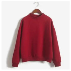 Pastel Color Simple Casual Sweatshirt for Everyday Wear Red