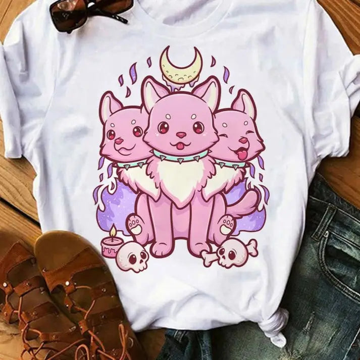 Pastel Goth Cartoon Harajuku T-shirt - T-shirts