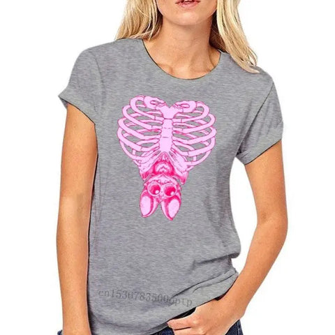 Pastel Goth Cute Bat & Bones Women T-Shirt