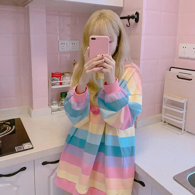 Pastel Kawaii Oversized Sweatshirt - SWEATSHIRT