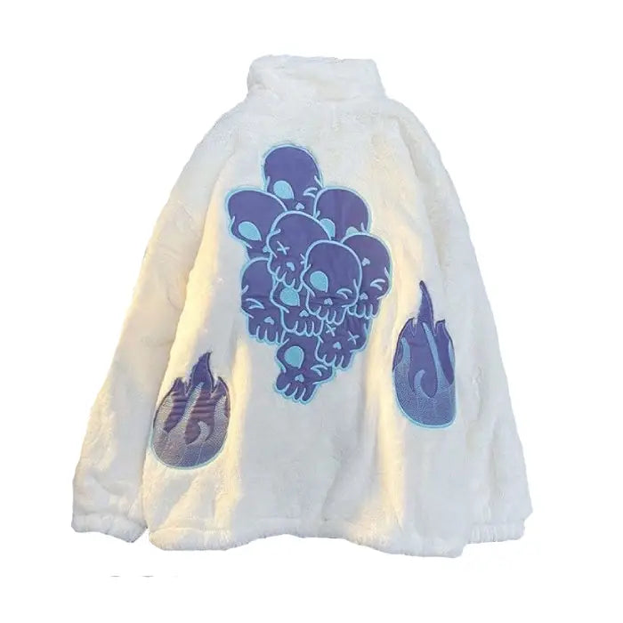 Pastel Skull and Letter Warm Soft Jacket