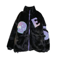 Pastel Skull and Letter Warm Soft Jacket