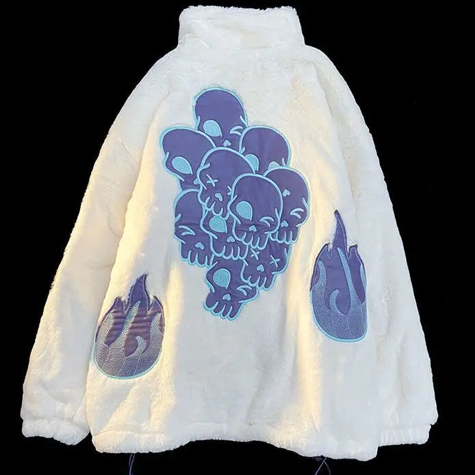 Pastel Skull and Letter Warm Soft Jacket