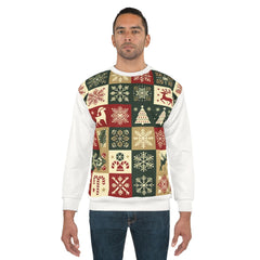 Patchwork Area Christmas Sweatshirt Frosted Festivity Style