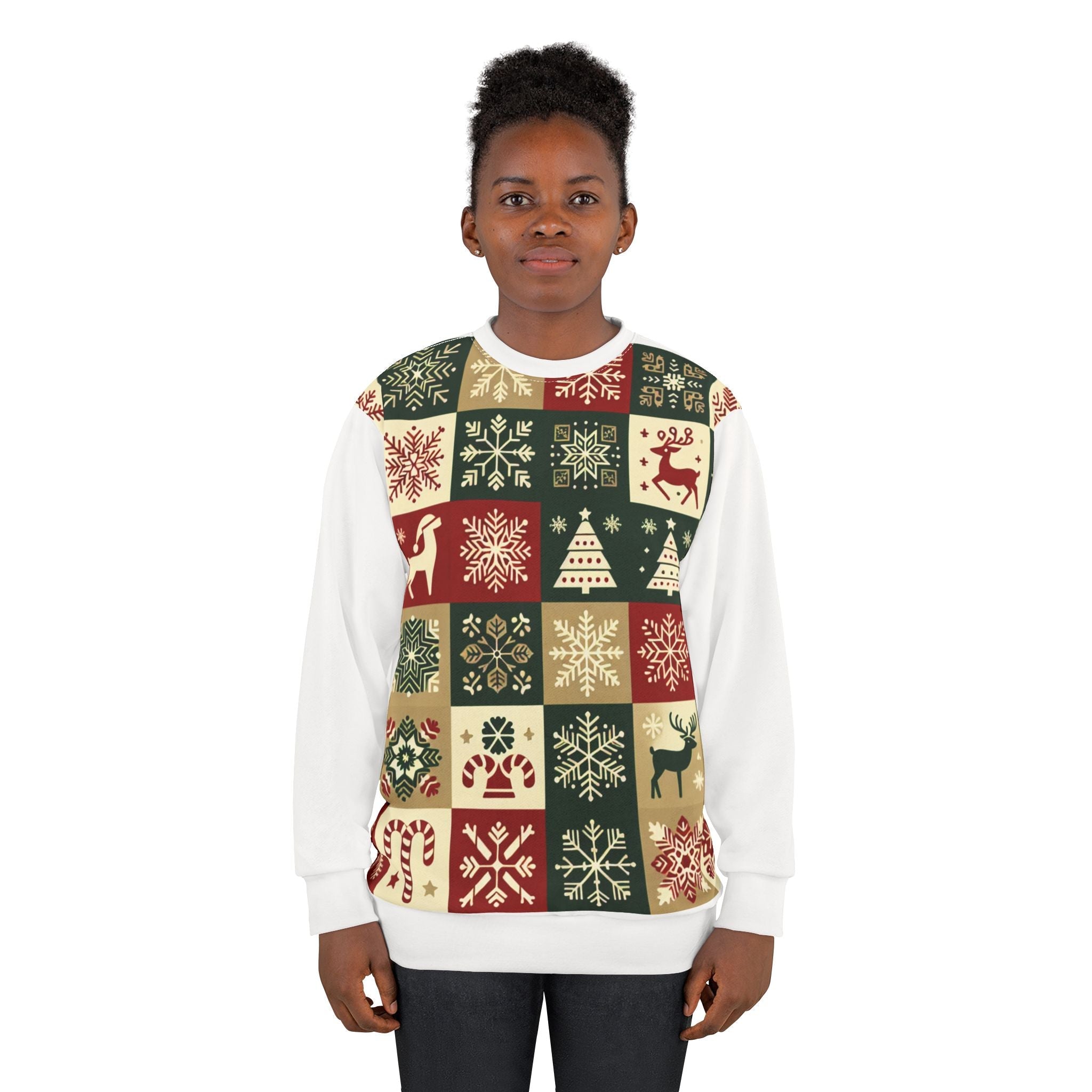 Patchwork Area Christmas Sweatshirt Frosted Festivity Style