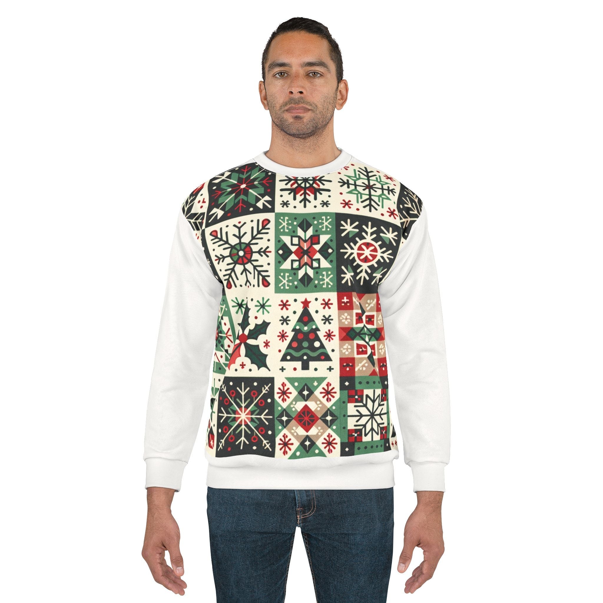 Patchwork Christmas Sweatshirt Enchanted Festive Wonderland