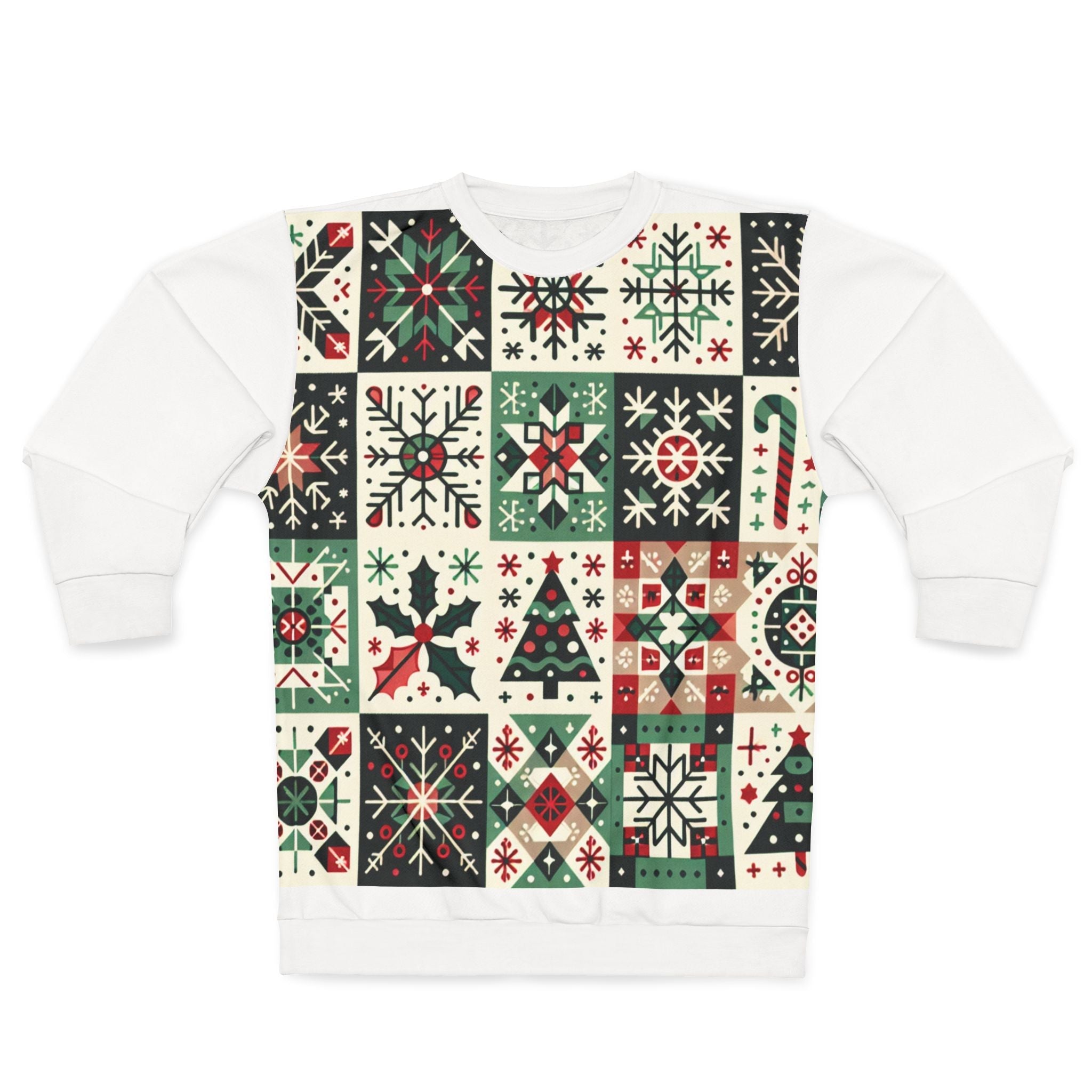 Patchwork Christmas Sweatshirt Enchanted Festive Wonderland