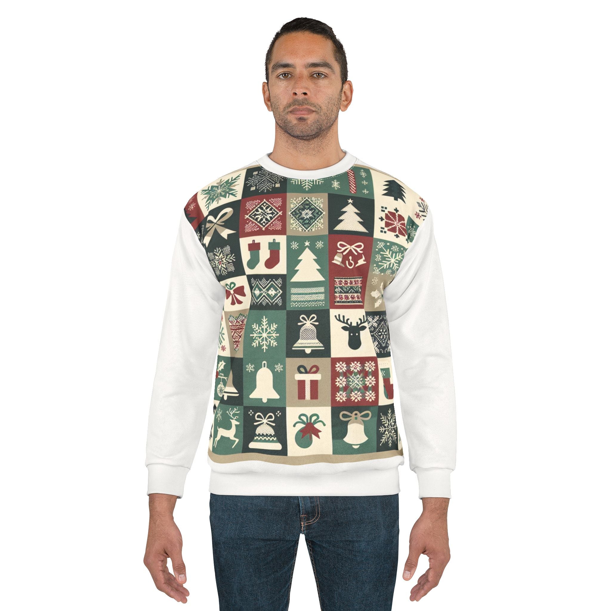 Patchwork Christmas Sweatshirt Enchanted Yuletide Sparkle