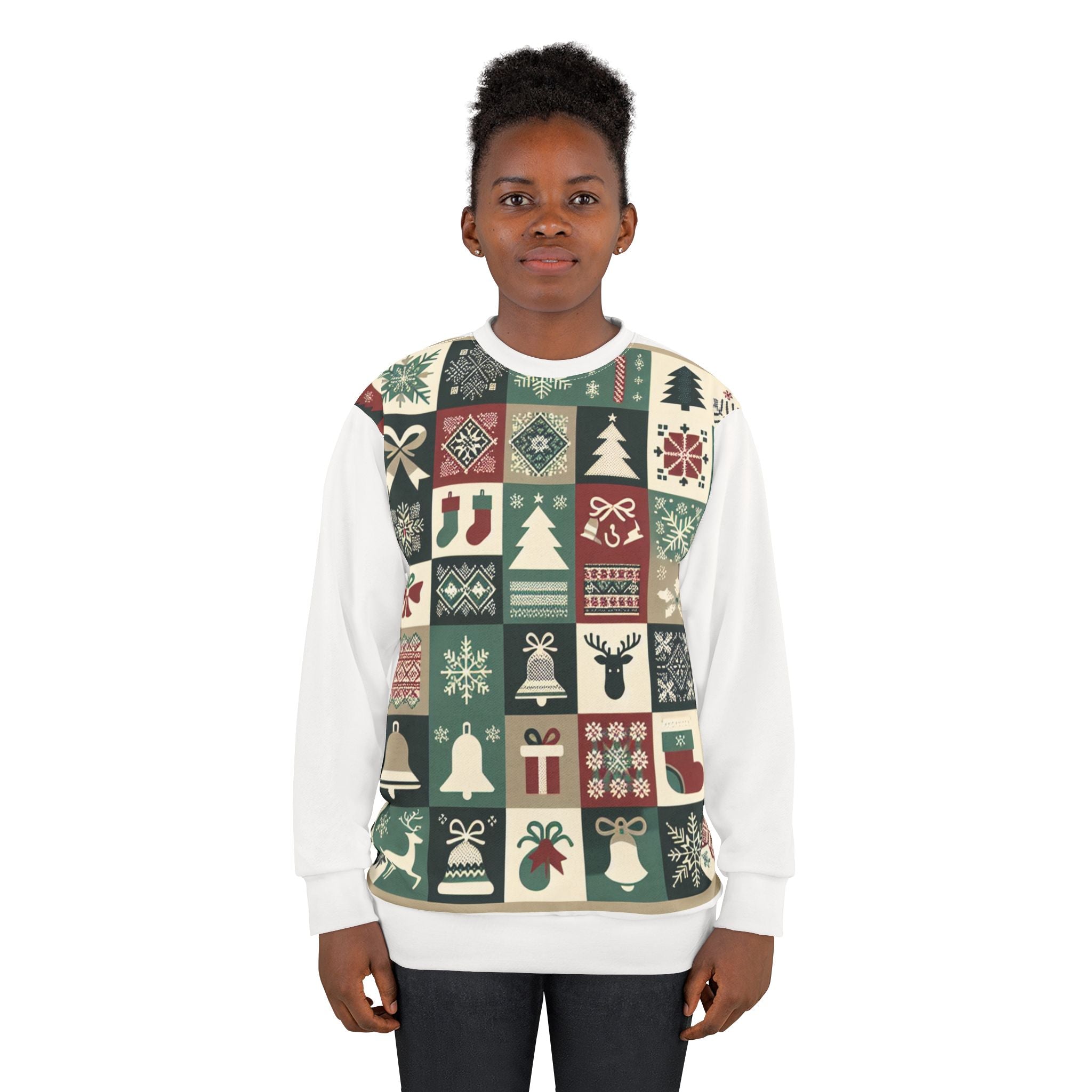 Patchwork Christmas Sweatshirt Enchanted Yuletide Sparkle