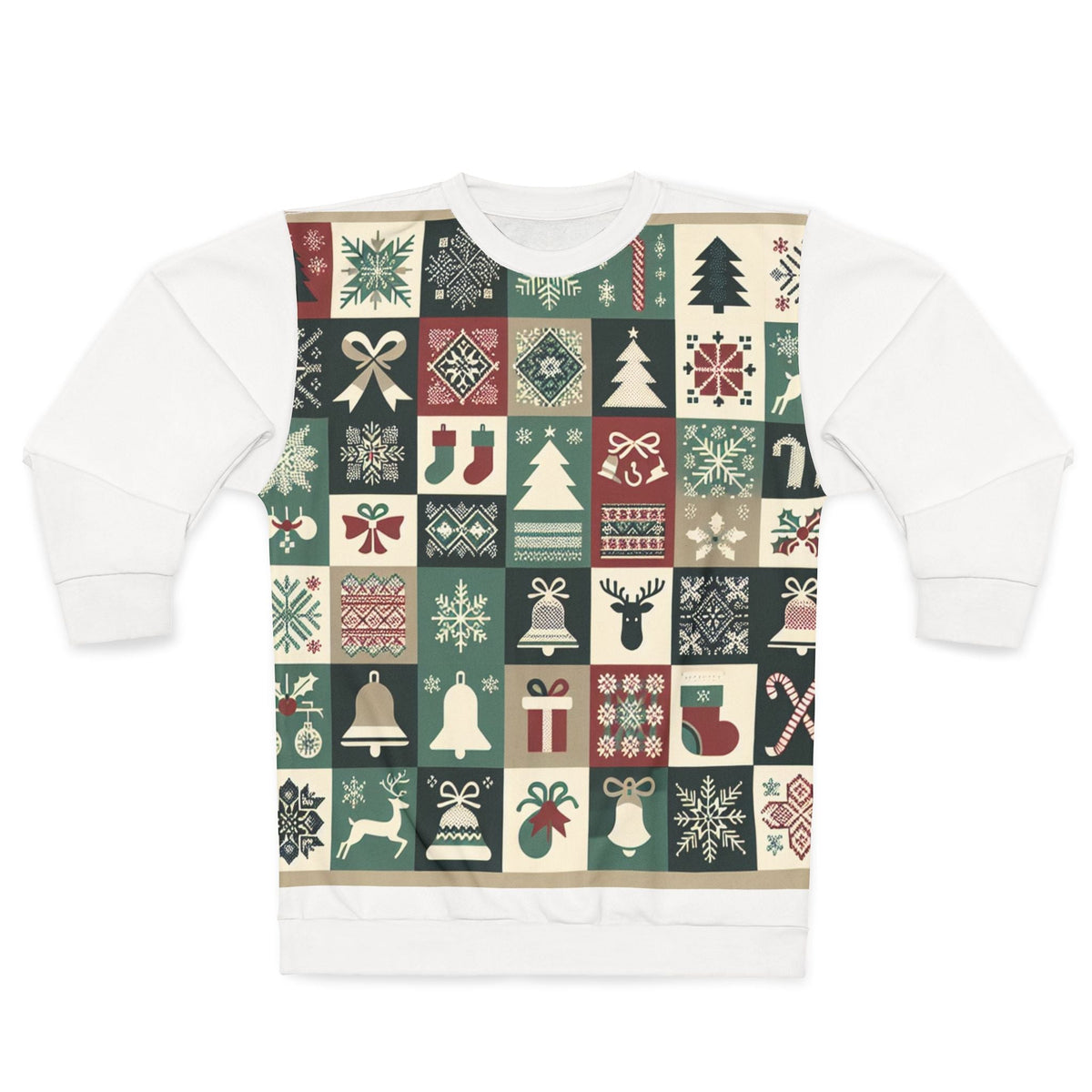 Patchwork Christmas Sweatshirt Enchanted Yuletide Sparkle XS
