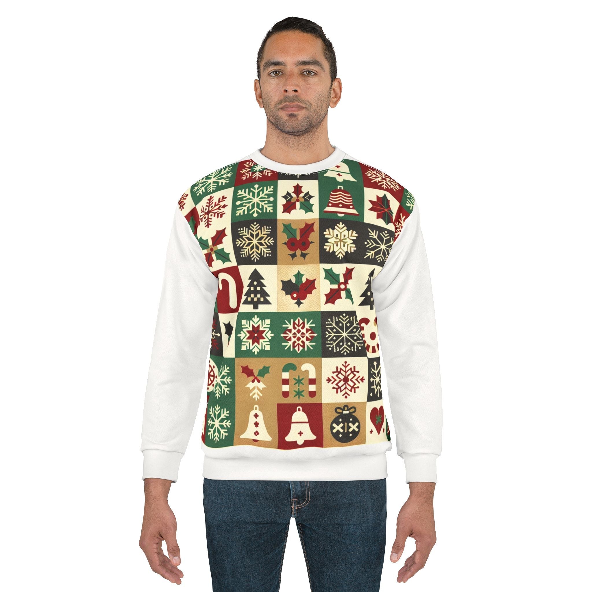 Patchwork Christmas Sweatshirt Festive Wonderland Style