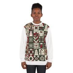 Patchwork Christmas Sweatshirt with Festive Prints