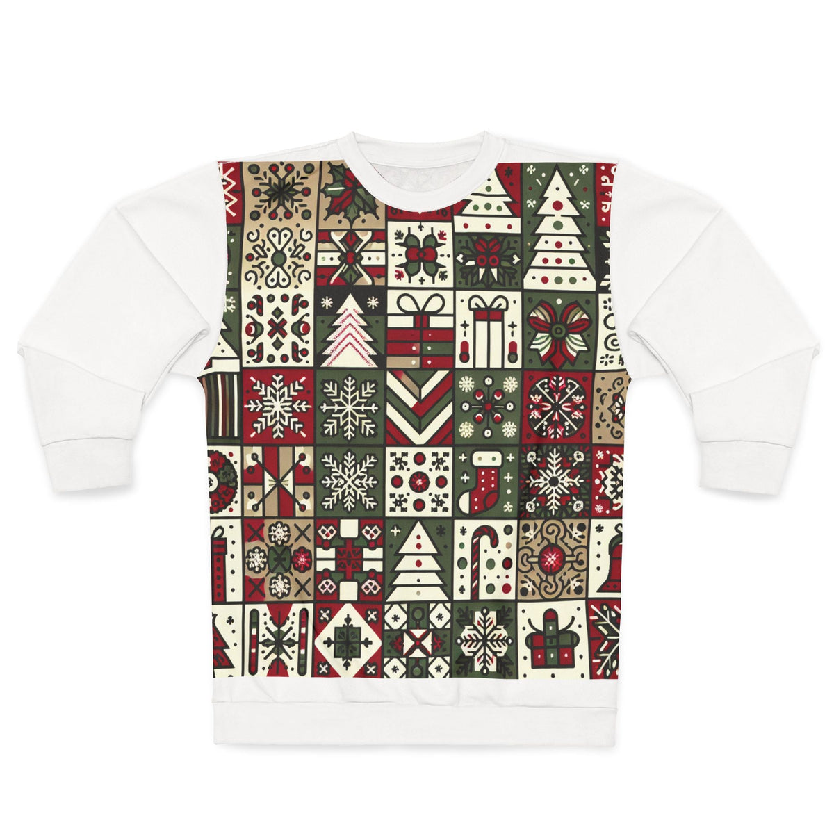 Patchwork Christmas Sweatshirt with Festive Prints XS