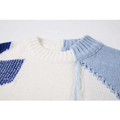 Patchwork Contrast Color Spliced Retro Sweater