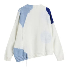 Patchwork Contrast Color Spliced Retro Sweater