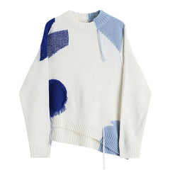 Patchwork Contrast Color Spliced Retro Sweater