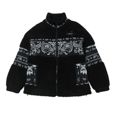 Patchwork Faux Fur Jacket with Standing Collar