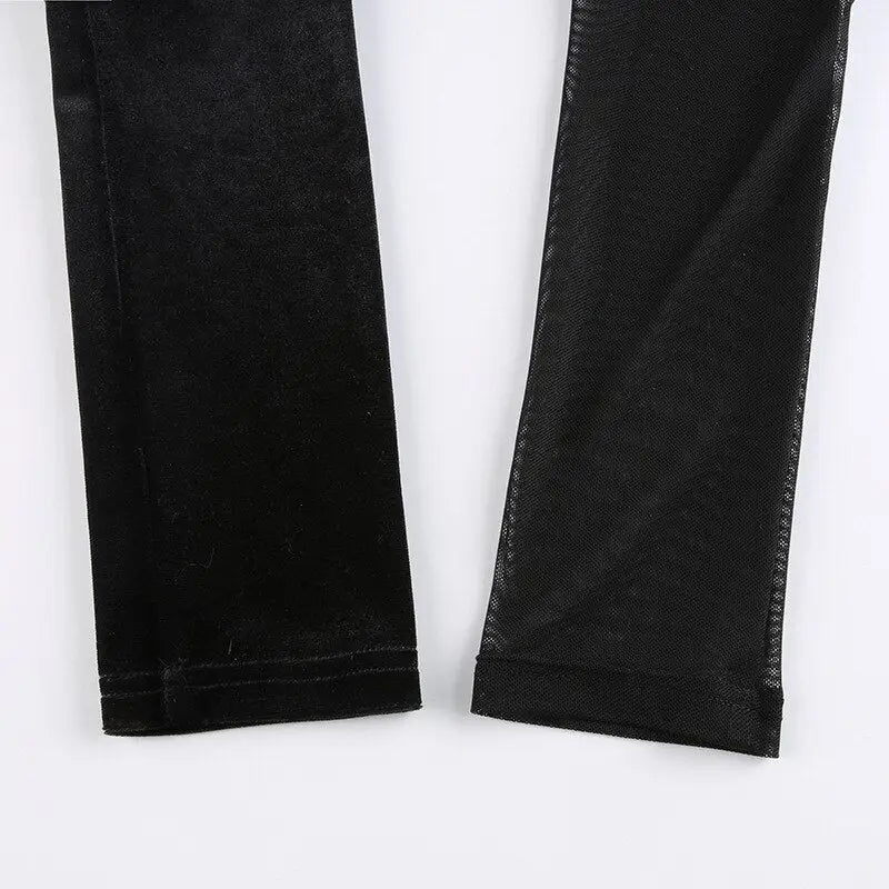 Patchwork Mesh See Through Crop Tops Breathable Design