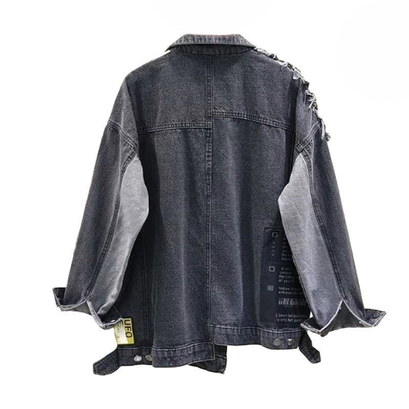 Patchwork Urban Street Style Oversize Denim Jacket