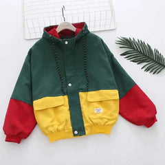 Patchwork Vintage Paneled Color Corduroy Jackets - Jacket