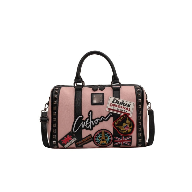 Patchwork Y Rivet Shoulder Bags - Large Pink / (20cm<Max