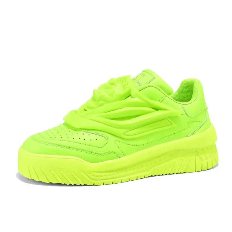 Patent Charol Lion Face Lace Up Sneakers - Green Neon / 39