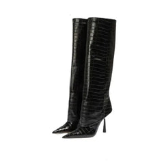 Patent Crocodile High Heel Knee Boots Euro Size