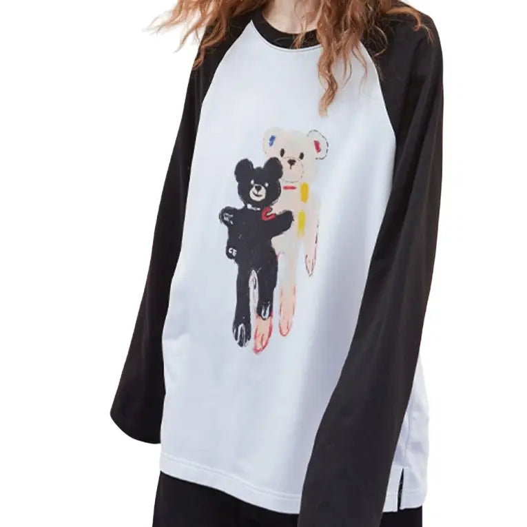 Patterned Bear Couple Sweatshirt