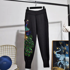Peacock Sweater Trousers Set with Sequins