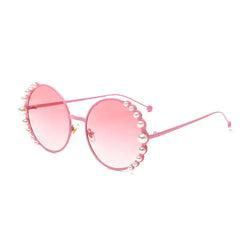 Pearl Metal Frame Round Sunglasses