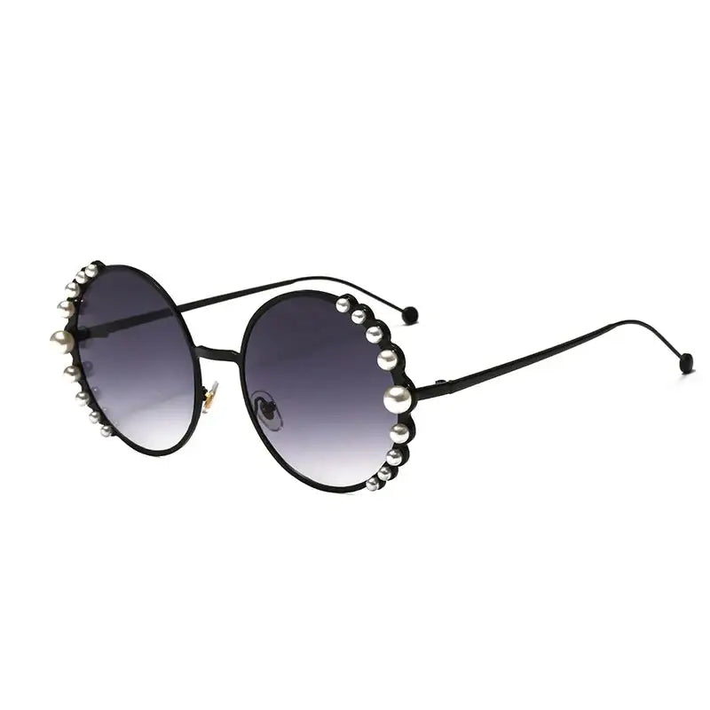 Pearl Metal Frame Round Sunglasses for Women