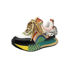 Pearl Y Chain Platform Sneakers Euro Size 35 Black Pink