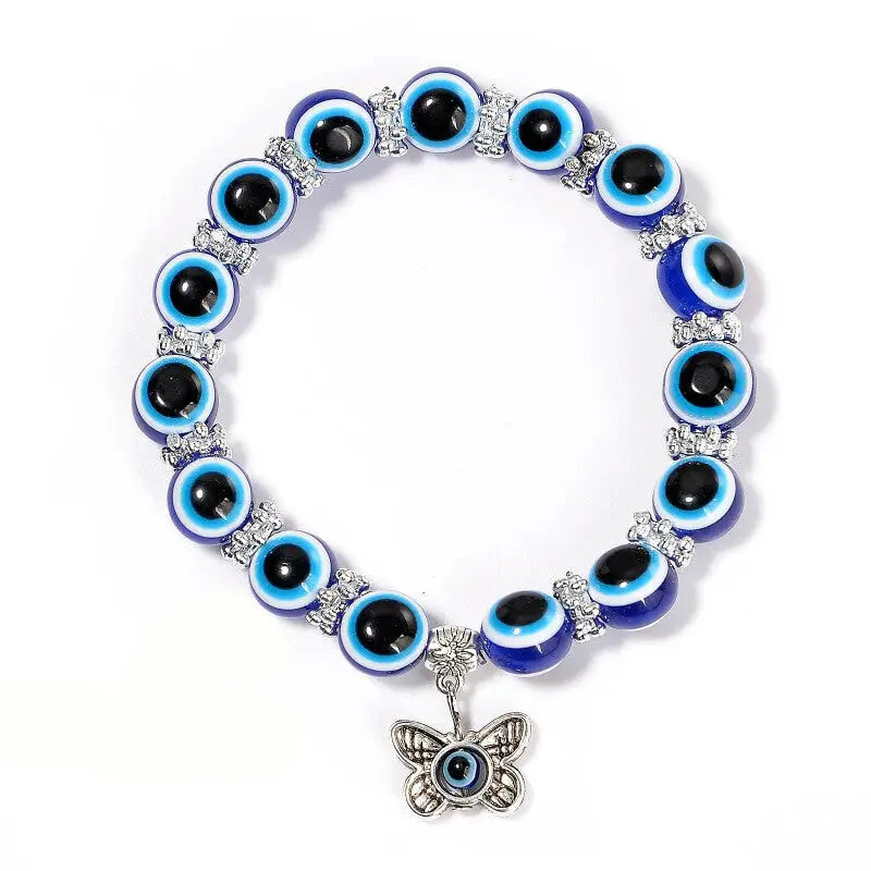 Pendant Blue Evil Eye Bracelet for Protection Butterfly 1 cm