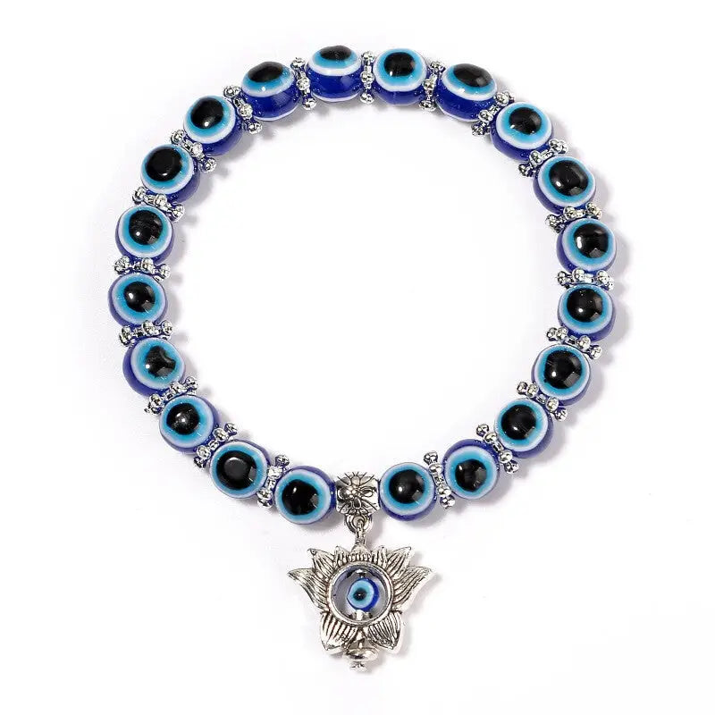 Pendant Blue Evil Eye Bracelet for Protection Flower - 0.8