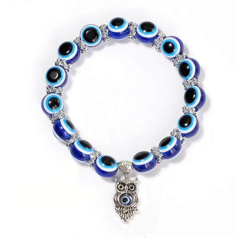 Pendant Blue Evil Eye Bracelet for Protection Owl - 1 cm