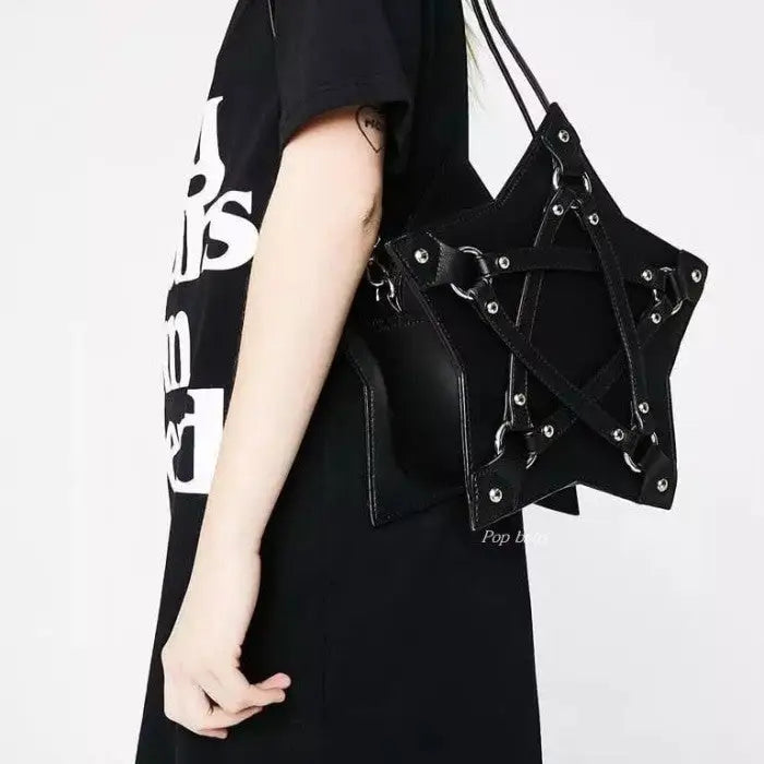 Pentagram Star Dark Gothic PU Leather Shoulder Bag