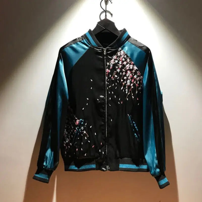 Pez Koi Embroidered Faux Silk Jacket
