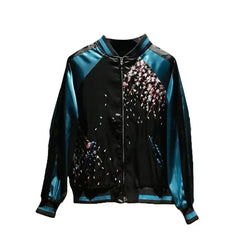 Pez Koi Embroidered Faux Silk Jacket