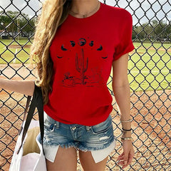 Phase Lunar Short Sleeve T-Shirt Unisex Modern Fit Red / S