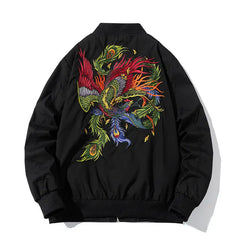 Phoenix Color Embroidery Bomber Jacket