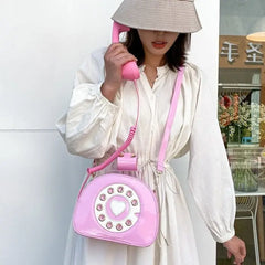 Phone PU Leather Bag - Pink - Accesories