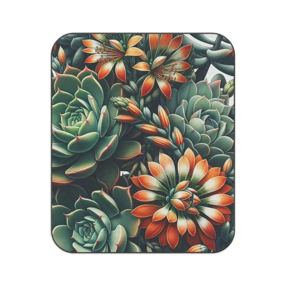 Picnic Blanket with Succulent Pattern and Mixed Green Hues