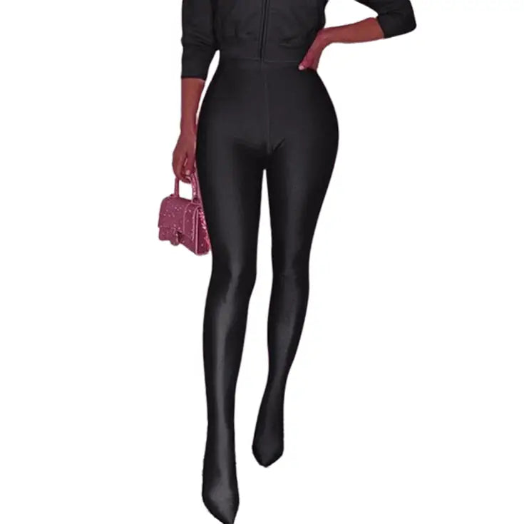 Pink Bodycon Skinny Long Legging High Waist Polyester