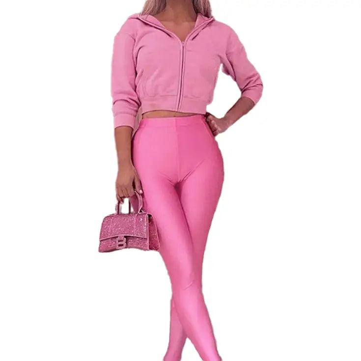 Pink Bodycon Skinny Long Legging High Waist Polyester