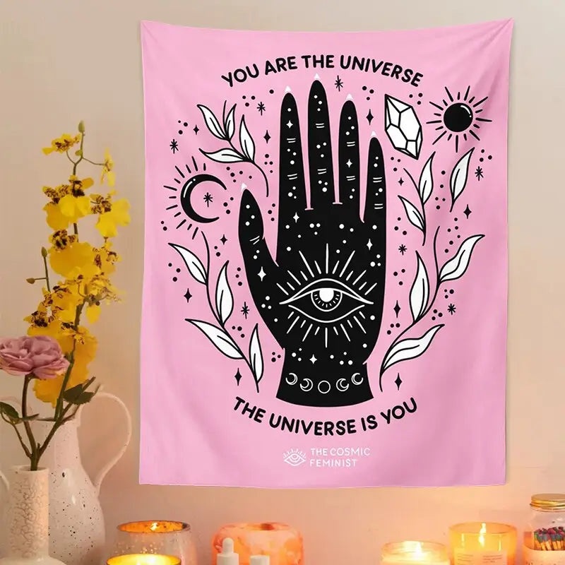Pink Bohemian Magic Hand Tapestry - 95X73