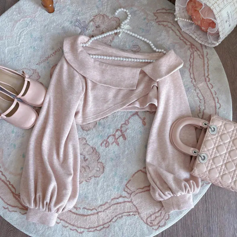 Pink Bow Knitted Floral Mini Dress inches shoulder length