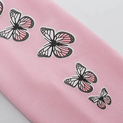 Pink Butterfly Crop Top Jacket for Women