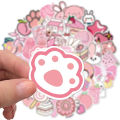 Pink Girl Kawaii 50 Waterproof Stickers